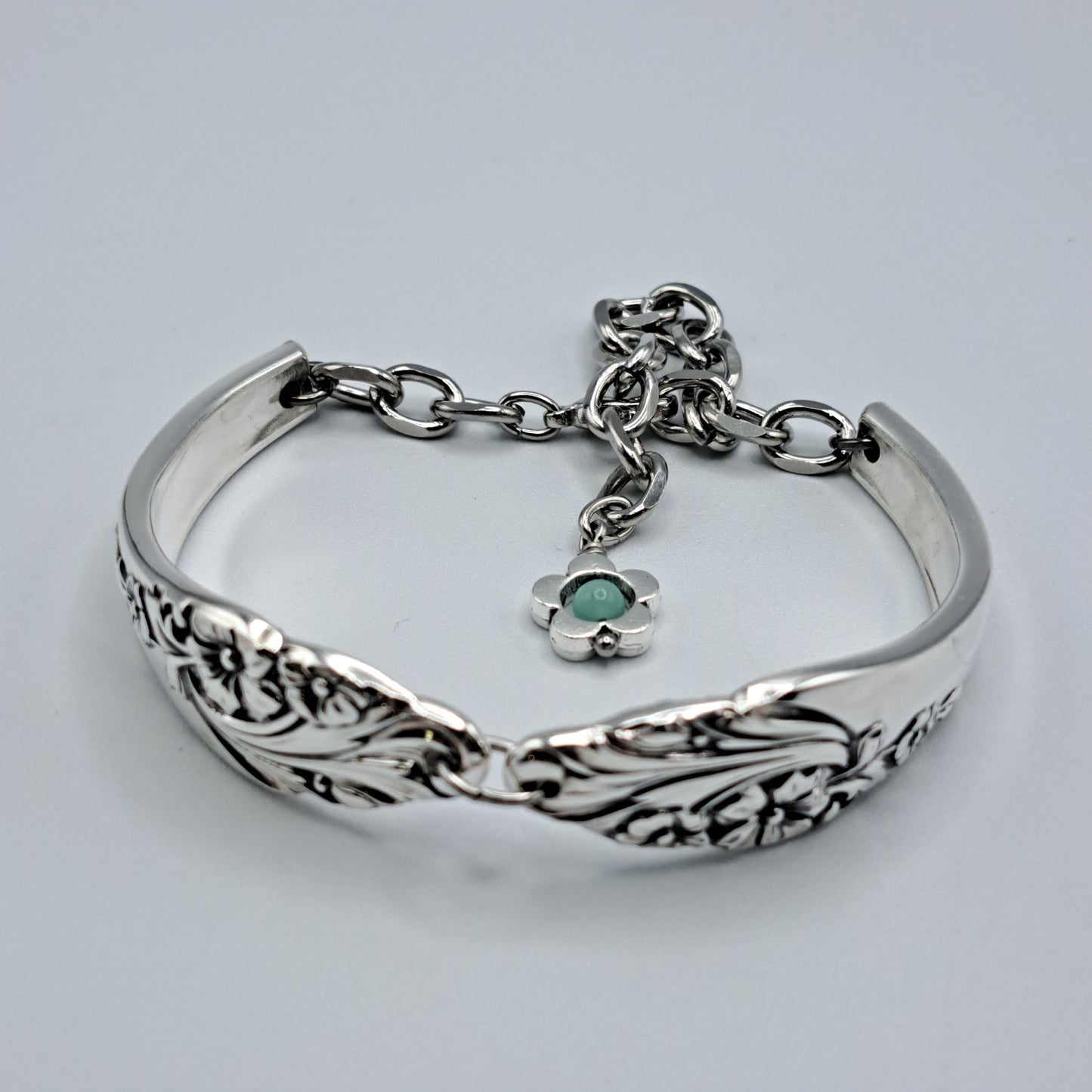 Handmade vintage silverware bracelet made from Evening Star 1950 pattern silverplated handles 