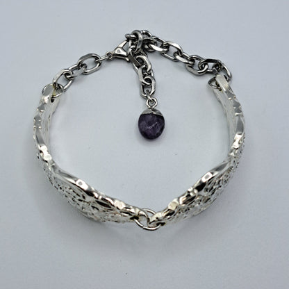 Handmade vintage silverware bracelet made from Silver Renaissance 1971 pattern silverplated handles 