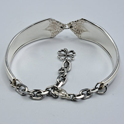 Handmade vintage silverware bracelet made from Starlight 1950 pattern silverplated handles 