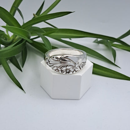 Evening Star 1950, Size 14.25, Vintage Silverware Ring, Spoon Ring
