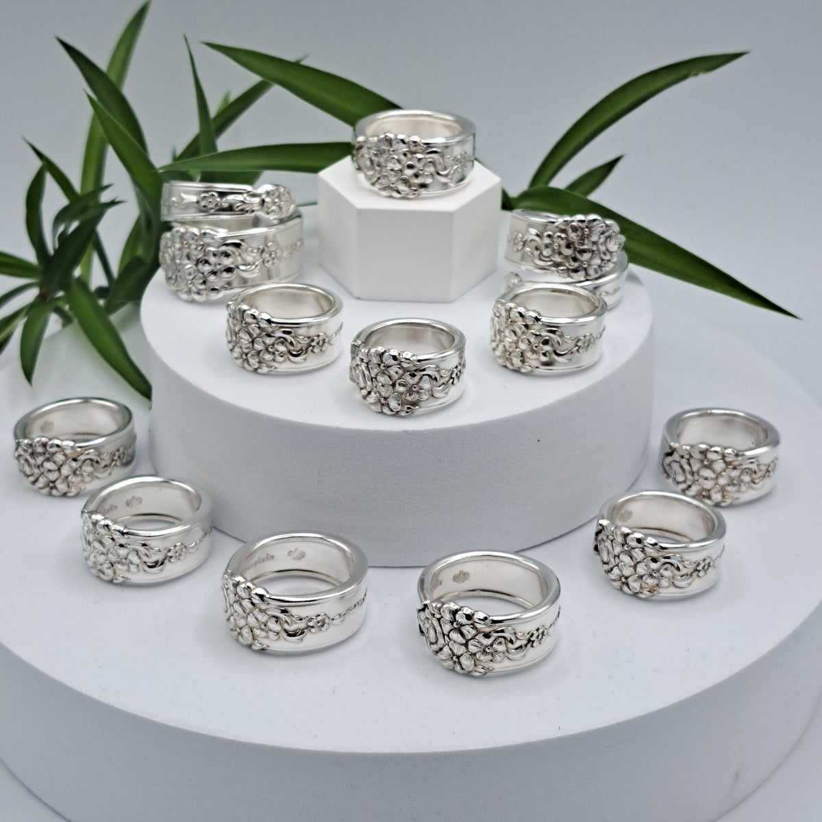 Moss Rose 1949 Vintage Spoon Rings, Multiple Sizes