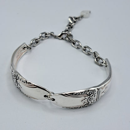 Handmade vintage silverware bracelet made from First Love 1937 pattern silverplated handles