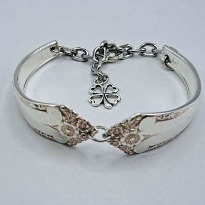Handmade vintage silverware bracelet made from Starlight 1950 pattern silverplated handles 