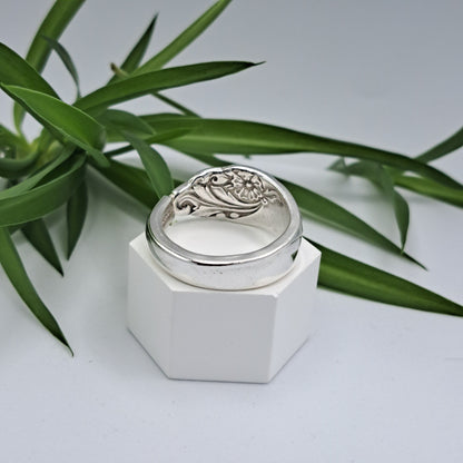 Evening Star 1950, Size 14.25, Vintage Silverware Ring, Spoon Ring
