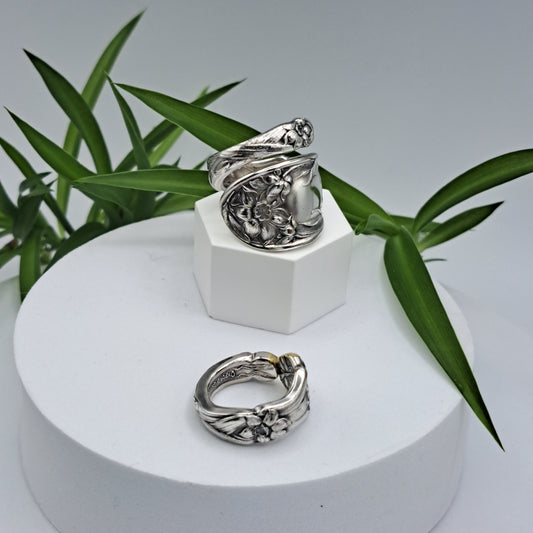 Narcissus 1908, Multiple Sizes, Vintage Silverware Rings, Spoon Rings