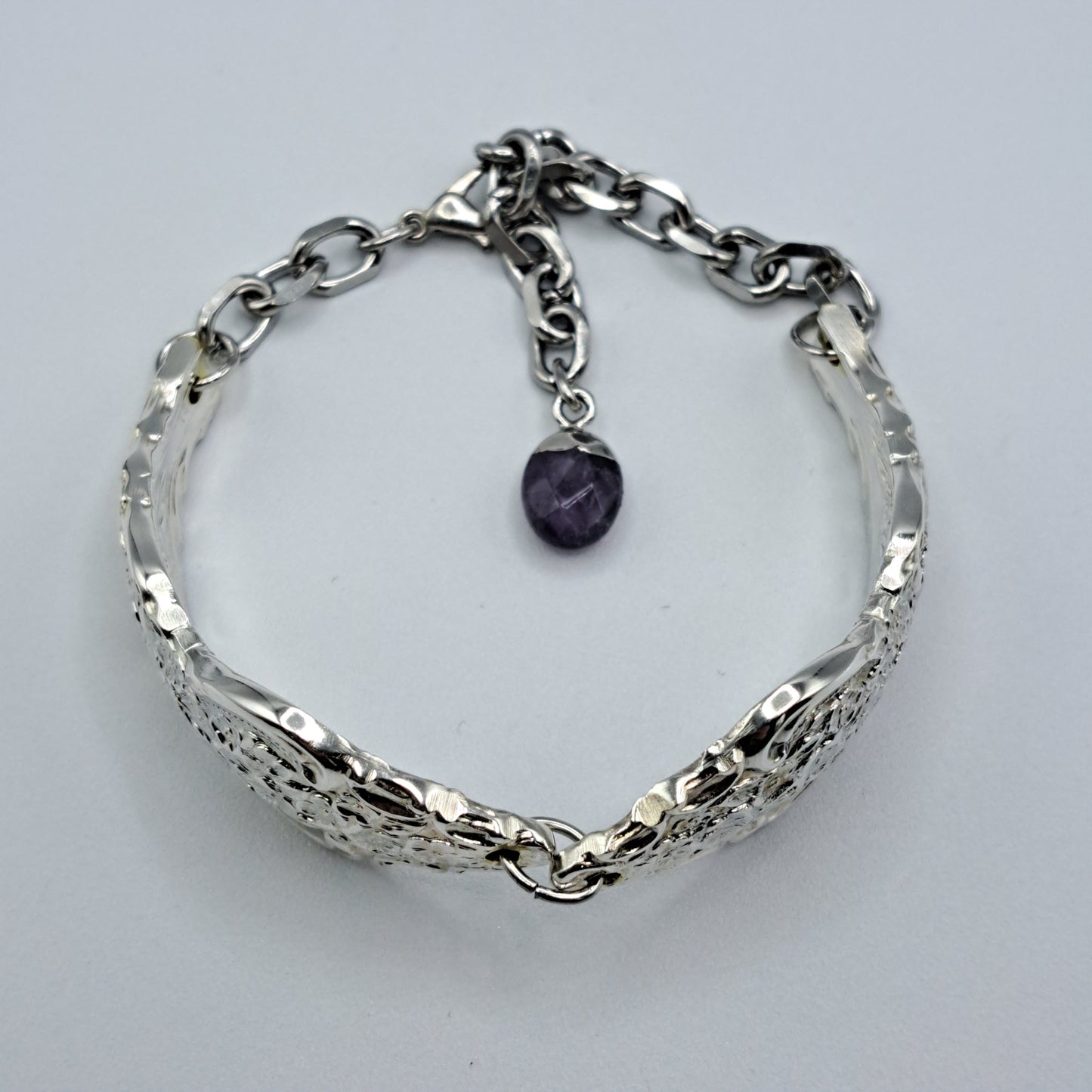 Handmade vintage silverware bracelet made from Silver Renaissance 1971 pattern silverplated handles 