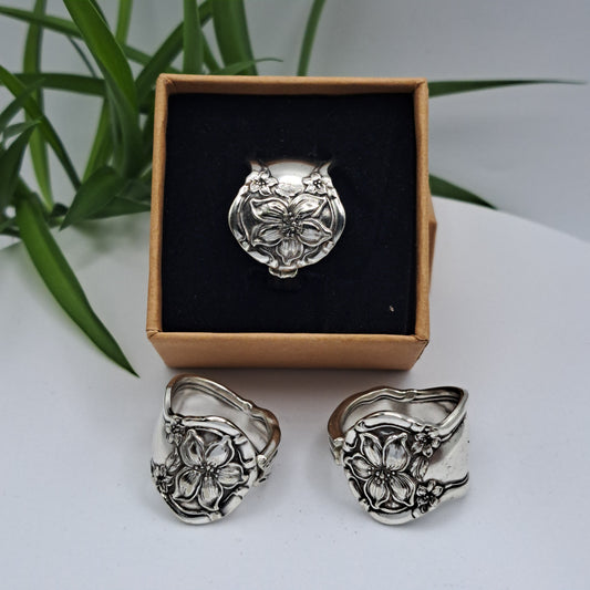 Orange Blossom 1910, Multiple Sizes, Vintage Silverware Rings, Spoon Rings
