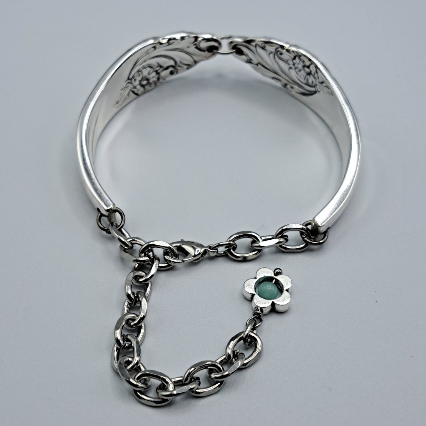 Handmade vintage silverware bracelet made from Evening Star 1950 pattern silverplated handles 
