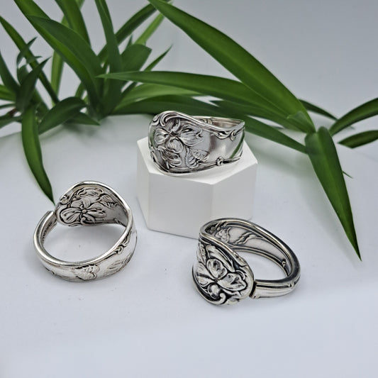 Glenwood Silverplate 1910, Multiple Sizes, Vintage Silverware Rings, Spoon Rings