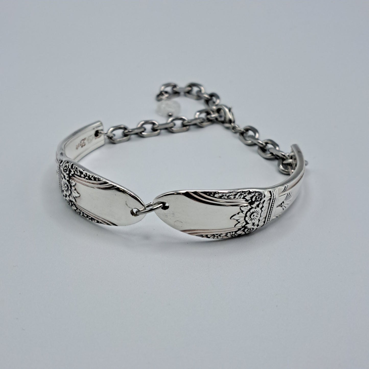 Handmade vintage silverware bracelet made from First Love 1937 pattern silverplated handles