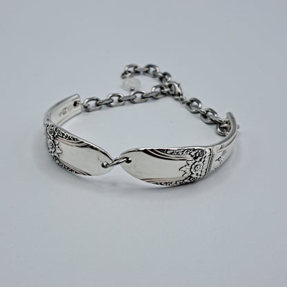 Handmade vintage silverware bracelet made from First Love 1937 pattern silverplated handles