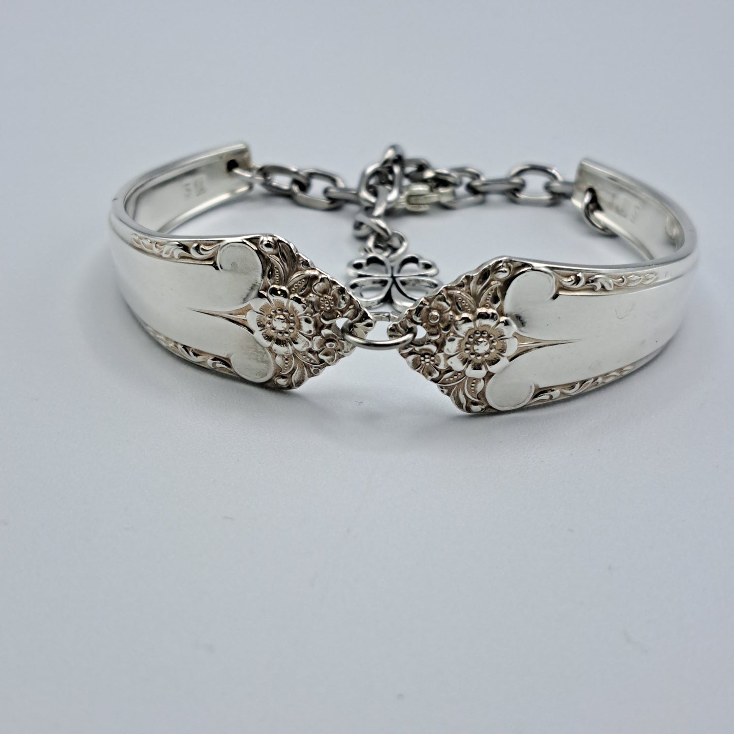 Handmade vintage silverware bracelet made from Starlight 1950 pattern silverplated handles 