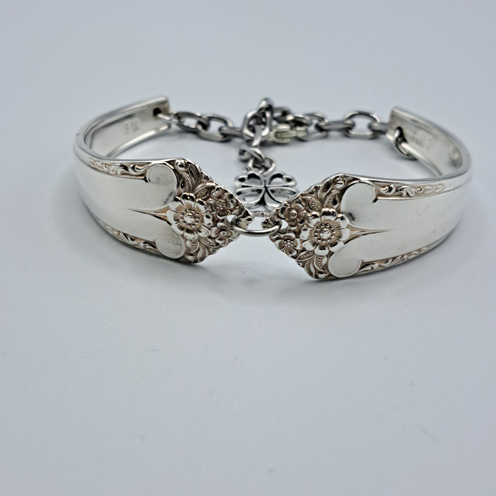 Handmade vintage silverware bracelet made from Starlight 1950 pattern silverplated handles 