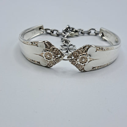 Handmade vintage silverware bracelet made from Starlight 1950 pattern silverplated handles 